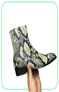 2020 Fashion Trendy Men039 Boots classiques Python Grain Cowhide Gold Silver Western Knight Martin Boots Large taille 38473513508