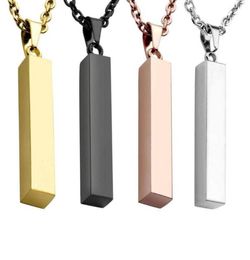 2020 Trendy verticale bar ketting roestvrijstalen roseloze goud zwart zilveren kleur rechthoek hanger ketting voor vrouwen mannen cadeau5576898