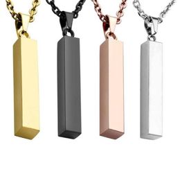 2020 модное ожерелье с вертикальной перекладиной из нержавеющей стали, розовое золото, черный, серебряный цвет, прямоугольное ожерелье с подвеской для женщин и мужчин Gift5598992