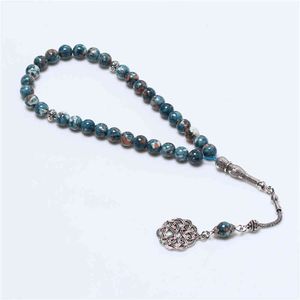 Cuentas de oración islámicas azules de piedra de lluvia de 8MM turcas 2020 33 Tasbih