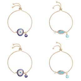 2020 Bracelets turcs Blue Blue Crystal Evil Eye pour femmes Chains d'or faites à la main