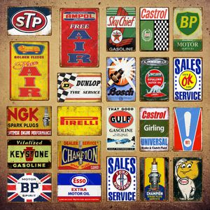 2021 Type Service Affiche Peinture Métal Vintage Signes En Étain Garage Décoration Murale Huile Moteur Clé Pierre Essence Bougies D'allumage Plaques Publicitaires Man Cave BP Rétro signe