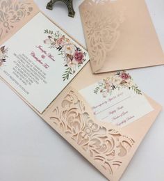 2020 Cartes d'invitations de mariage à coupe laser unique