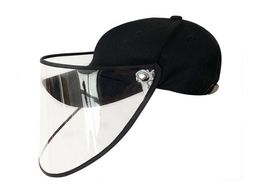 2020 Casquette de baseball de protection antisalive pour adultes unisexe avec écran facial Couverture transparente Chapeau de papa Casquette extérieure en coton réglable Sna3795129