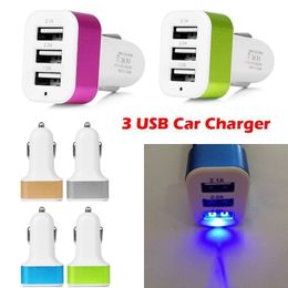 Universal Triple USB Auto Charger Adapter Socket 3 Port Car-Charger voor iPhone Samsung iPad als meer dan 200pcs