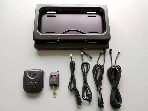 Sistema de seguridad del coche EE. UU. Metal Auto Control remoto Titular de la matrícula Cubierta de privacidad Stealth Marco de licencia oculto 315 170 25.8mm