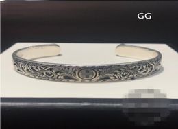 2020 Vintage carving bloem 925 Sterling zilveren g Armbanden Luxe Ronde Manchet designer Wolf Bangle Mannen Vrouwen Sieraden minnaar gift3327699