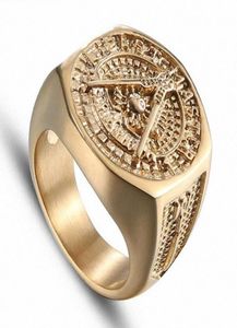 2020 Vintage Crystal Masonic Gold kleur roestvrijstalen mannen rinkelen nieuwe metselaar mannelijke ringen voor dames heren sieraden trouwring sets6527545