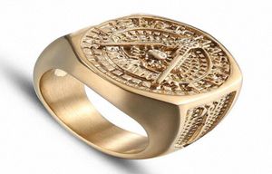 2020 Vintage Crystal Masonic Gold Color Roestvrij staal Men Ring Nieuwe Mason Male ringen voor dames heren sieraden trouwring sets3921717