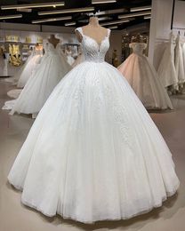 2020 Vintage dentelle appliques robe de bal robe de mariée luxe Spaghetti dos ouvert grande taille arabe robe de mariée
