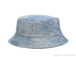 2020 Vintage lavado Denim sombrero de cubo Hip Hop para hombres sólido primavera verano Jean gorra de pesca tapa plana protector solar sombrero ala playa Panama8965056