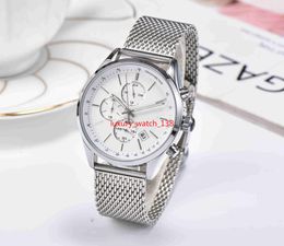 2020 montres montres de luxe pour hommes Tous les pointeurs fonctionnent chronographe fonctionnel montre à quartz bracelet en acier inoxydable chronomètre design étanche