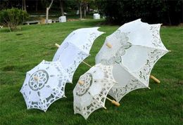 Bruiloft decoraties andere accessoires elegant kanten bruiloft paraplu twee kleuren witte ivoor grote kleine maat hoge kwaliteit