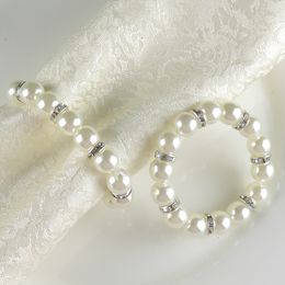 2020 witte parels servet ringen bruiloft servet gesp voor bruiloft receptie feest tafel decoraties benodigdheden