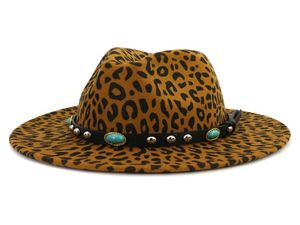 2020 Hele Mode Luipaard Afdrukken Jazz Unisex Vintage Trilby Fedora Hoeden met Klinknagel Riem Panama Feestjurk Hat1367289