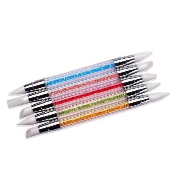 2020 vente en gros - 5 pièces crayon Strass tête ongles ANail brosses en silicone avec sangle acrylique jan