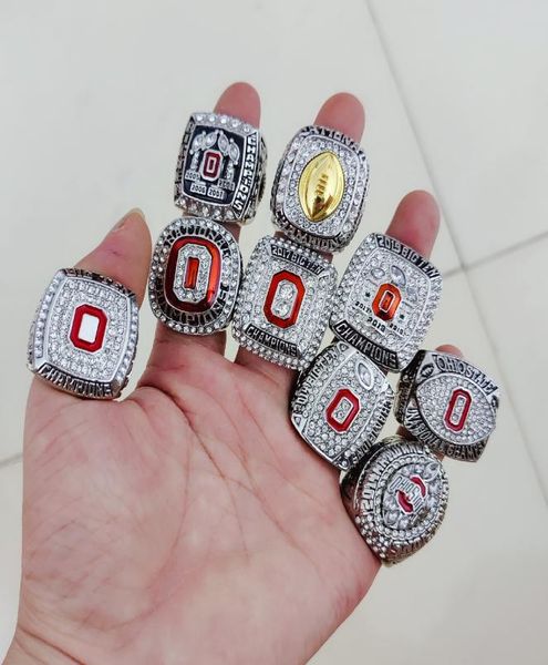 2020 Wholesale 9pcs Ohio State Buckeyes National Championship Ring Set Men Solid Fan Brithday Gift Wholesale Drop Shipping2419284