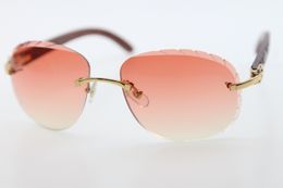 Groothandel velless origineel gesneden hout zonnebril 8200764 unisex buitenshuis rijden glazen hoge kwaliteit zonnebril metalen optische