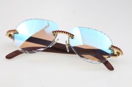 Groothandel velless kleinere grote stenen zonnebril 8200765 houtglazen spiegel lens schild hoge kwaliteit C decoratie optische unisex