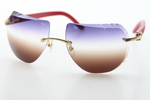 Venta al por mayor Gafas de sol sin montura 8200763 Gafas de tablón rojo Escudo de alta calidad C Decoración Gafas de sol Nueva lente tallada Óptico Unisex Accesorios de moda