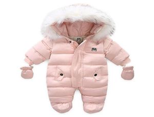 2020 ropa de invierno para bebé con piel con capucha, empavesado de lana cálido para recién nacido, traje para la nieve para niño niña, ropa para la nieve, prendas de vestir, abrigos 301b3802324