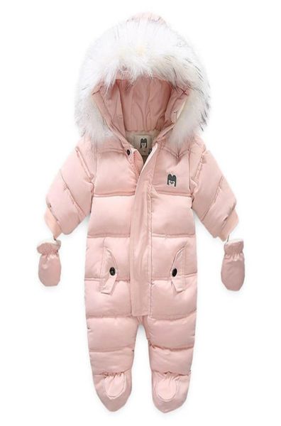 2020 hiver bébé vêtements avec fourrure à capuche nouveau-né chaud polaire banderoles infantile combinaison de neige enfant en bas âge fille garçon vêtements de neige manteaux d'extérieur3864392