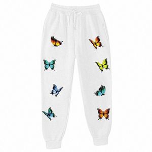 2020 hiver papillon imprimer pantalons de jogging danse sport course pantalons de survêtement pantalons de survêtement hommes femmes décontracté fi streetwear f9x1 #
