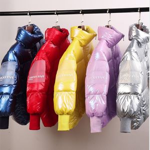 2020 Winter Kinderen Donsjack Tiener Mode Glossy Thicken Down Jas Jongens Meisjes Losse witte eendendons Warm Parka Bovenkleding LJ201125