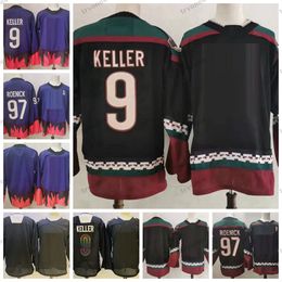 2021 Reverse Retro Purple 9 Clayton Keller Hockey Jerseys Vintage Phoenix 97 Jeremy Roenick Alternate Classic Black Hommes Chemises cousues