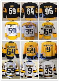 2022 Stadion Series Hockey 59 Romeinse Josi 64 Mikael Granlund Jersey 9 Filip Forsberg 35 Pekka Rinne Matt Duchene Ryan Johansen Winter Classic Yellow White Navy Jerseys