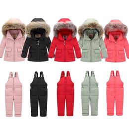 2020 combinaison d'hiver pour les enfants bébé fille veste Toddler garçons manteaux en duvet + salopette enfant body enfants Snowsuit filles veste LJ201017
