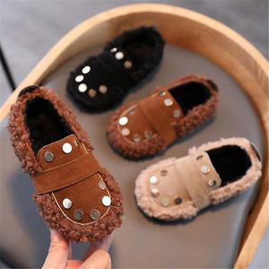 2020 invierno nueva moda remache empalme niños zapatos niños niñas cómodos zapatos cálidos de algodón más terciopelo peludo zapatos niños zapatos casuales