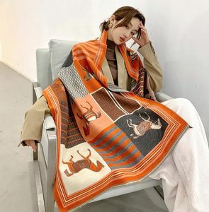 Bufanda de invierno 2020 para mujer, bufanda de Cachemira, nuevo Foulard cálido a la moda, bufandas de caballo para mujer, chales gruesos y suaves multicolores, chales envolventes