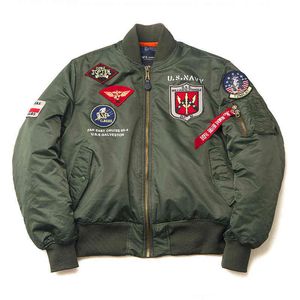 2020 invierno Vintage Top Gun Streetwear Hip Hop militar abrigos ropa Letterman Punk bombardero vuelo Air Force Pilot chaqueta hombres Y1109