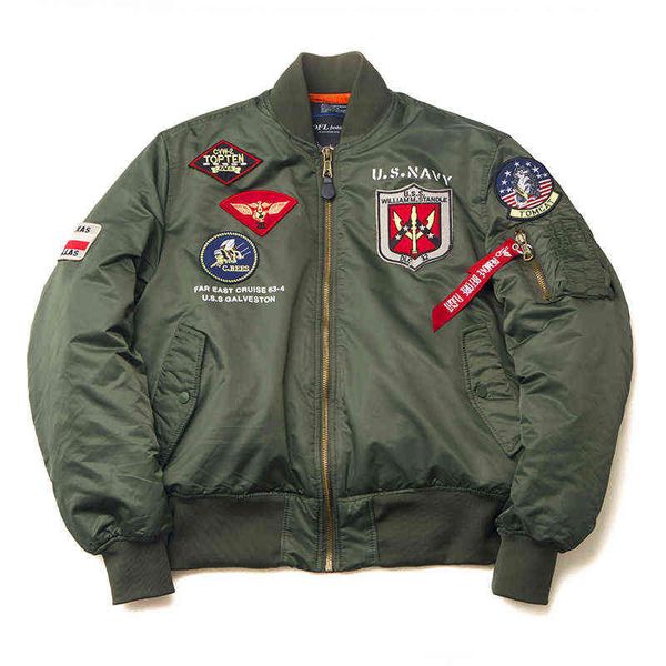 2020 Hiver Vintage Top Gun Streetwear Hip Hop Militaire Manteaux Vêtements Letterman Punk Bomber Vol Air Force Pilote Veste Hommes Y1109