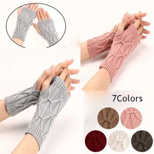 Autumn and Winter Men's and Women's Short Fashion Gloves Knitted Warm Half Finger Arm Cover DF220