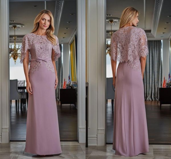 2020 Diseñador de mujer Lavanda Vestidos para madre del novio con encaje Bolero Arco Cinta Vestido para madre de la novia Vestidos de noche formales Chaquetas