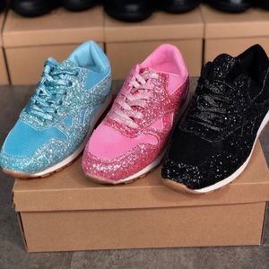 2020 Femmes Designer Sneaker Chaussures De Tennis Nouvelle Mode Bleu Paillettes Baskets Basses Respirant Chaussures De Course Chic Fille Casual Chaussures