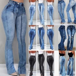 2020 Vrouwen Hoge Taille Flare Jeans Skinny Denim Broek Sexy Push Up Broek Stretch Bottom Jean Vrouwelijke Casual Jeans