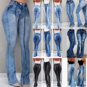 2020 Vrouwen Hoge Taille Flare Skinny Denim Broek Sexy Push Up Broek Stretch Bottom Jean Vrouwelijke Casual Jeans