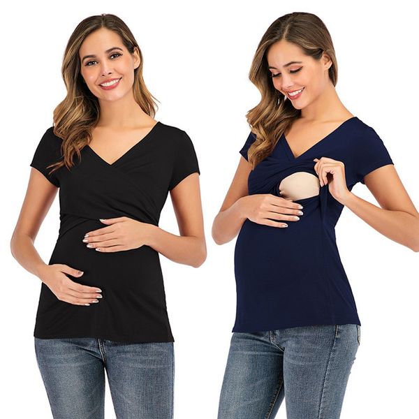 2020 femmes vêtements de maternité à manches courtes allaitement t-shirt décontracté vêtements de maternité pour les femmes enceintes robe de maternité LJ201120