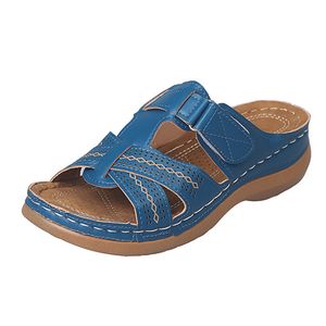 Sandalias de mujer 2020 con correa de hebilla, zapatos deslizantes para mujer, zapatos de verano cómodos para la playa, zapatos de cuña sin cordones para mujer C0410