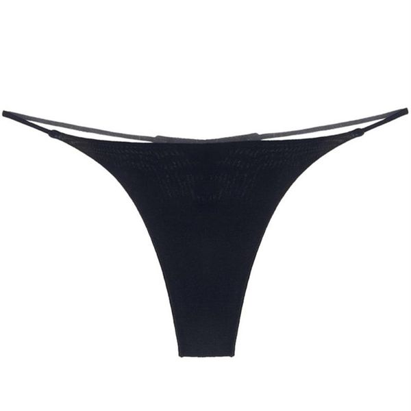 2020 mujeres Sexy vendaje G String bragas Color sólido cintura baja fina tiras tangas mujer algodón Bikini ropa interior Mini Thong2704