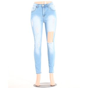 Dames skinny jeans met gescheurde gaten, push-up broek met middentaille, dames casual slim fit lange broek, vrouwelijke broek