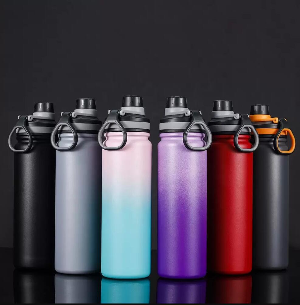 Bottiglie d'acqua da 800 ml Tazze da esterno Bicchiere Sport Borraccia termica in acciaio inossidabile di grande capacità con bocca larga GC0901