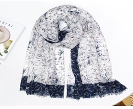Écharpes et châles à franges en viscose pour femmes, imprimé colibri, longue plage, petite fleur, Hijab, 2020 cm, 18090, 8883385