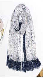 Écharpes et châles à franges en viscose pour femmes, imprimé colibri, longue plage, petite fleur, Hijab, 2020 cm, 18090, 8037999