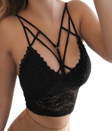 2020 Dames Wireless White Bras Lace Bandage Sexy Bralette Push Up Draad Deep V Lingerie Underwear Plus Size Tops Dropship4178762