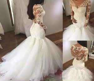 2020 Femmes039s Luxury Halter Sirène Robe Bridal Robe de mariée avec manches en dentelle perlée robe nuptiale Robes de mariée Ves6345957