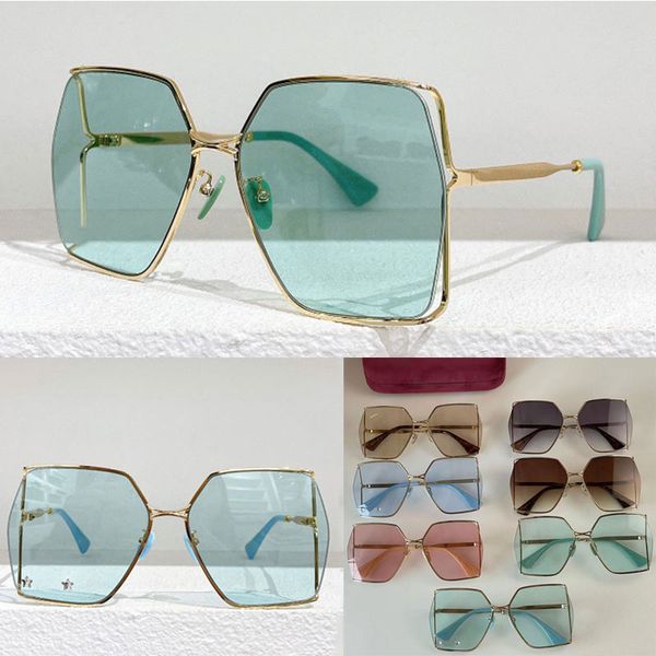 Diseñador de moda Ladys Gafas de sol para mujer de gran tamaño sin marco verde cuadrado fino gafas de sol Summer Classics UV400 Gafas de protección ocular 0817